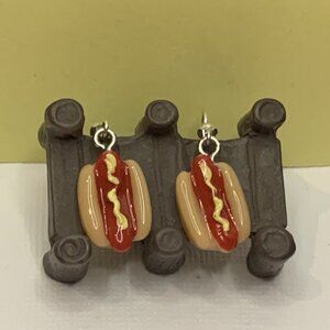 Hot Dog Earring, Funny Food Earring, Gift Idea, Food Jewelry, Silly Earring